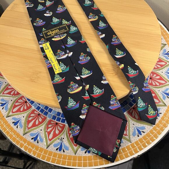 Vintage Alynn Neckwear by Eric Holch “XMAS Dory” Christmas Boat Tie Made in USA - Picture 3 of 5